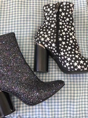 Cape Robbin Black Star & Glitter Ankle Boots